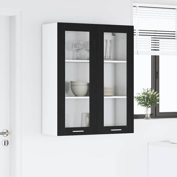 vidaXL Hanging Cabinet Black Oak 80 x 31 x 100 cm Engineered Wood