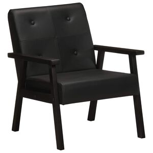 vidaXL Armchair | Black | Genuine goat leather and solid acacia wood | Standard