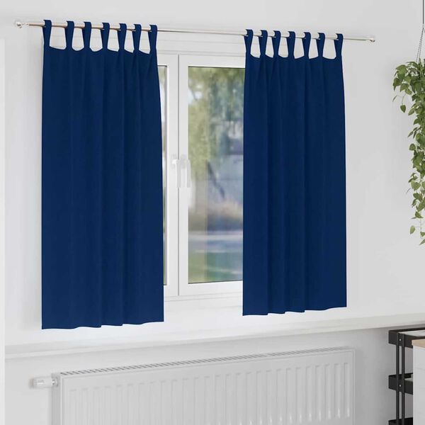 vidaXL Blackout Curtains with Rings 2 pcs Dark Blue 175 x 140 cm