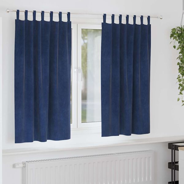 vidaXL Blackout Curtains 2 pcs Dark Blue 140 x 175 cm Velvet