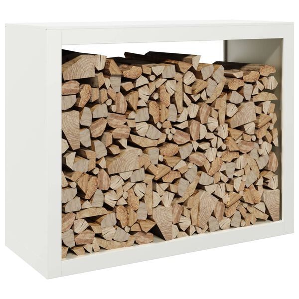 vidaXL Firewood Rack White 100x40x80 cm Steel