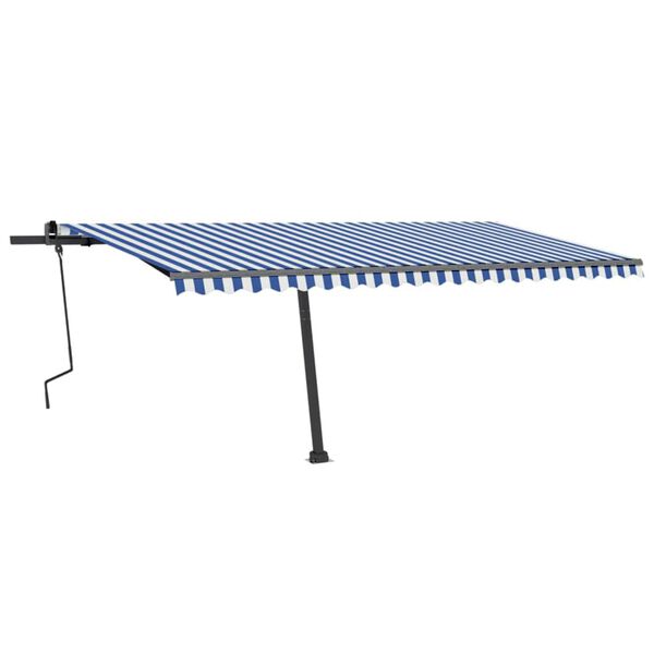 vidaXL Manual Retractable Awning with LED 500x300 cm Blue and White
