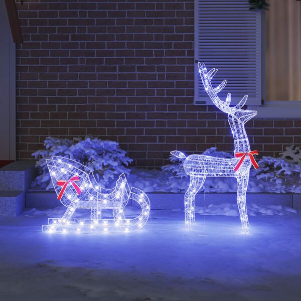 vidaXL Reindeer Pull Sleigh Blue 70 x 26 x 128.5 cm Acrylic