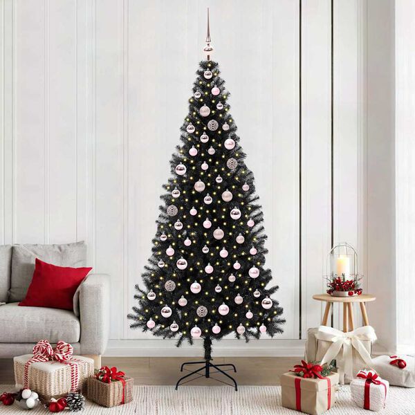 vidaXL Christmas Tree with 300 LEDs with Stand Black 210 cm PVC