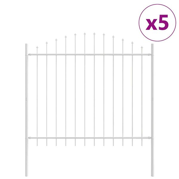 vidaXL Garden Fence 5 pcs White 170 x 190 cm Powder-Coated Steel