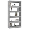 vidaXL Book Cabinet/Room Divider Grey Sonoma 80x30x166 cm Engineered Wood