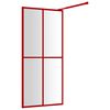 vidaXL Walk-in Shower Wall with Clear ESG Glass Red 80x195 cm