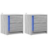 vidaXL Bedside Cabinets with LED Lights 2 pcs Grey Sonoma Engineered Wood