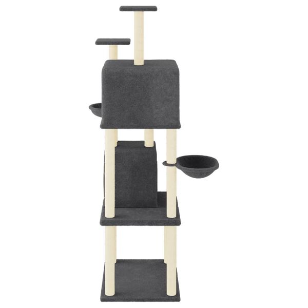 vidaXL Cat Tree with Sisal Scratching Posts Dark Grey 180 cm