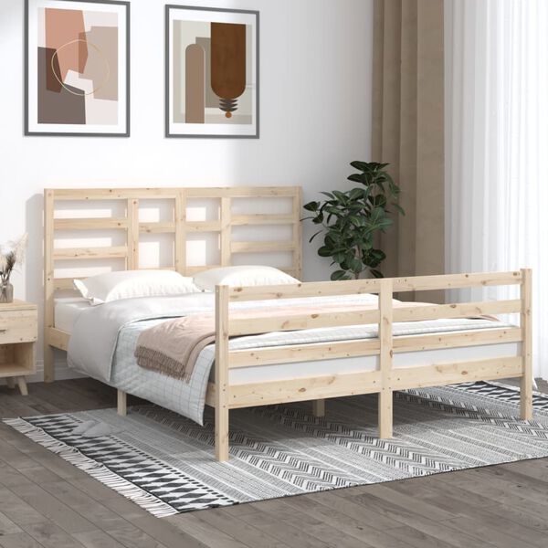 vidaXL Bed Frame without Mattress Solid Wood 150x200 cm King Size