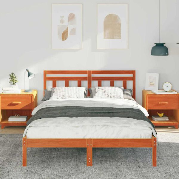 vidaXL Bed Frame Brown 140 x 190 cm Solid Pine Wood