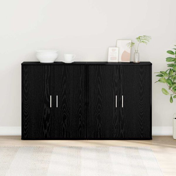 vidaXL Sideboard 2 pcs Black Oak 60 x 31 x 70 cm Engineered Wood
