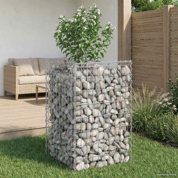 vidaXL Gabion Raised Bed Silver 50 x 50 x 80 cm Galvanised Steel