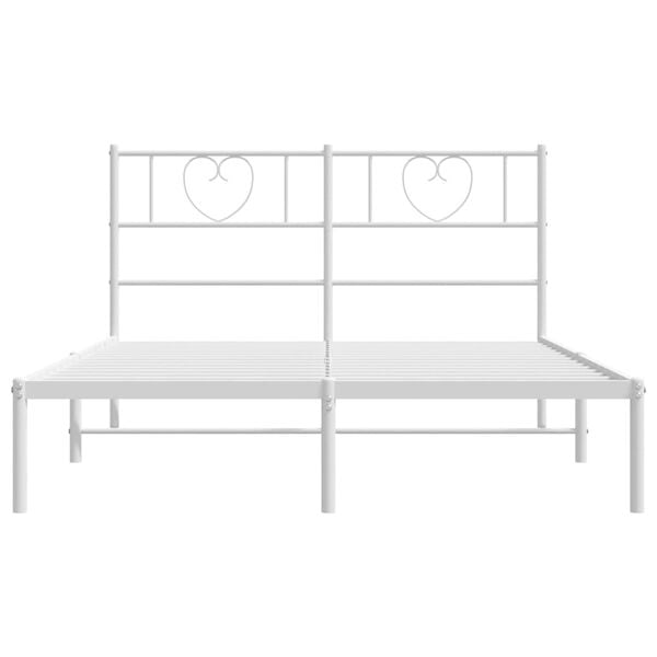 vidaXL Metal Bed Frame without Mattress with Headboard White 160x200cm