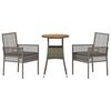 vidaXL Garden Dining Set 3 pcs Grey Poly Rattan