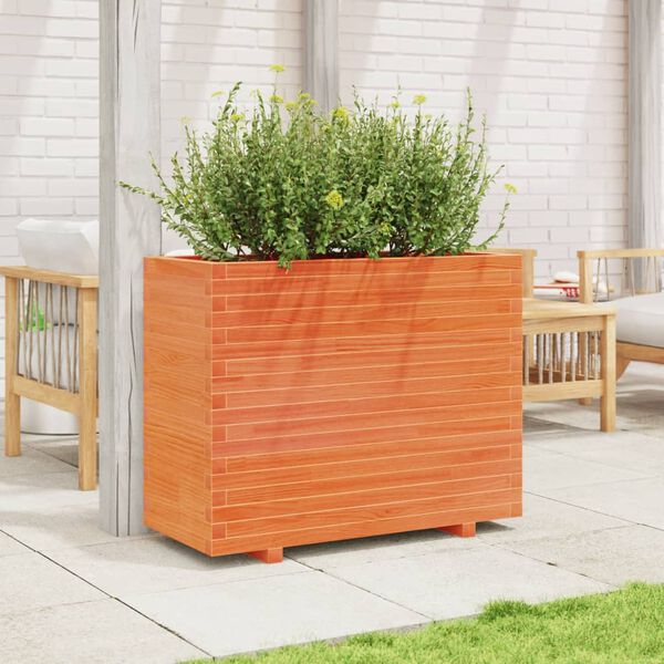 vidaXL Garden Planter Wax Brown 90x40x72 cm Solid Wood Pine