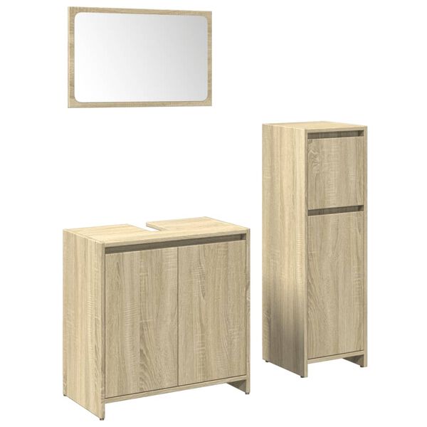 vidaXL 3 Piece Bathroom Furniture Set Sonoma Oak Engineered Wood