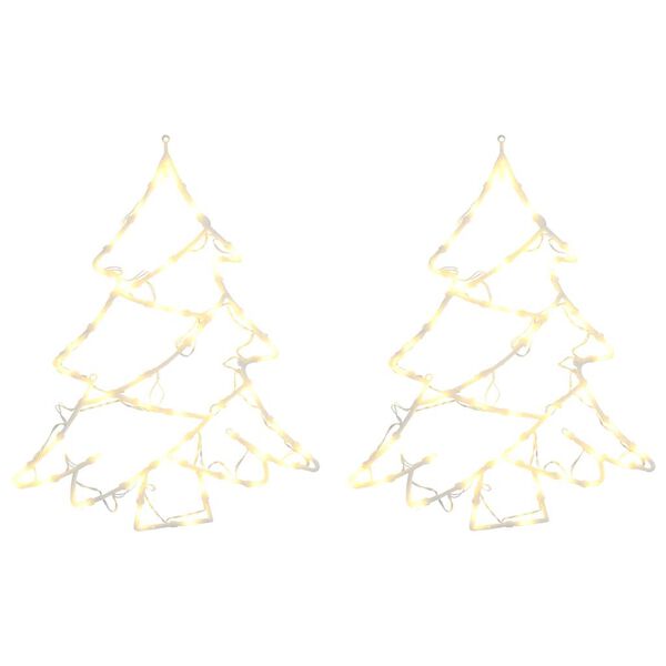 vidaXL Christmas Lights Christmas Tree Silhouette 2 pcs 50 LEDs Warm White