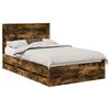 vidaXL Bed Frame with Drawer Smoked Oak 135 x 190 cm Engineer Wood
