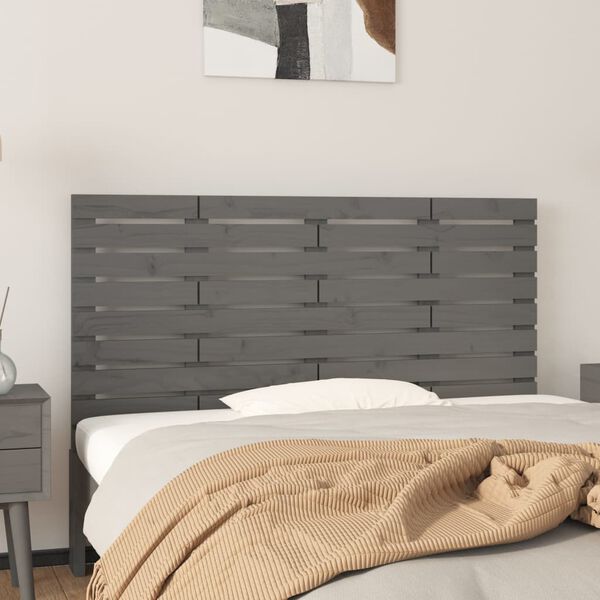 vidaXL Wall Headboard Grey 126x3x63 cm Solid Wood Pine
