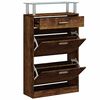 vidaXL Shoe Cabinet Smoked Oak 63x24x104 cm Engineered Wood