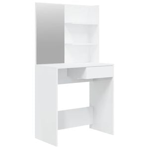 vidaXL Dressing Table with Mirror High Gloss White 74,5x40x141 cm