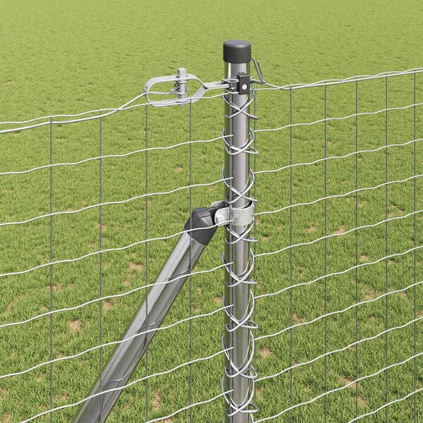 vidaXL Fence Posts Manual 7 pcs Silver Ø32mm 170 cm Galvanised steel