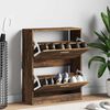 vidaXL Shoe Cabinet Smoked Oak 63x24x81 cm Engineered Wood