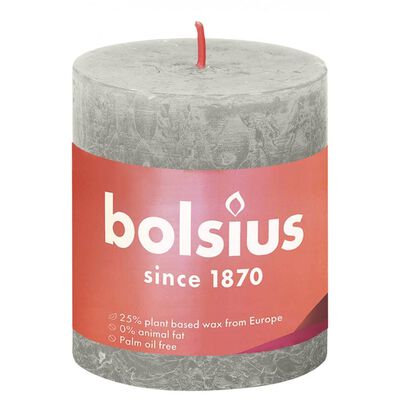 Bolsius Rustic Pillar Candles Shine 4 pcs 80x68 mm Sandy Grey