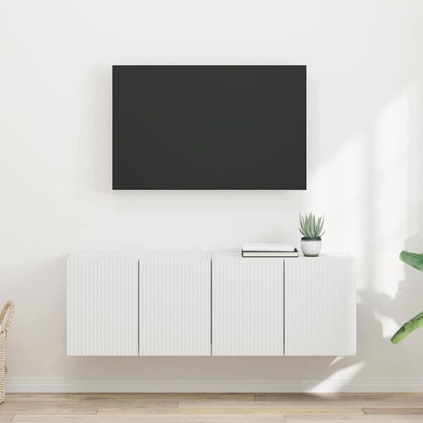 vidaXL TV Wall Cabinet 2 pcs White 59.5 x 31 x 40 cm Engineered Wood
