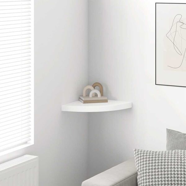 vidaXL Floating Corner Shelf High Gloss White 35x35x3.8 cm MDF