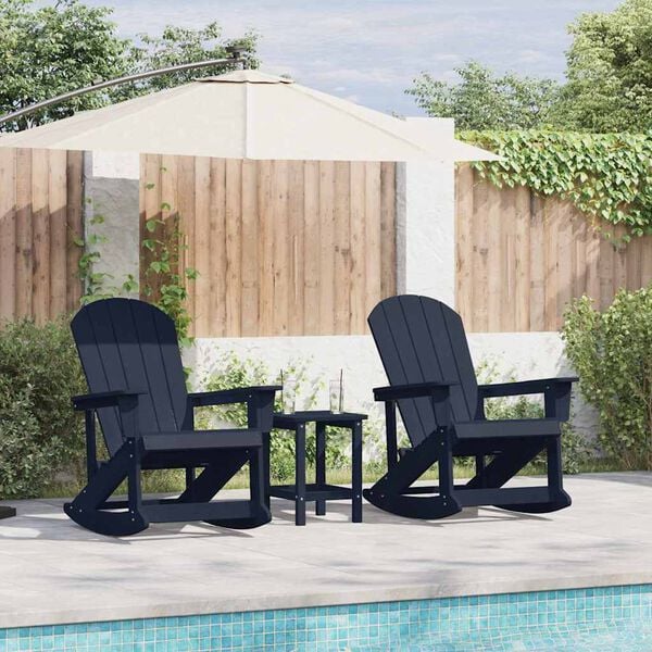vidaXL Adirondack Rocking Chairs 2 pcs Navy Blue HDPE