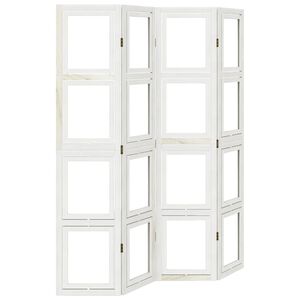 vidaXL Room Divider 4 Panels White Solid Wood Paulownia
