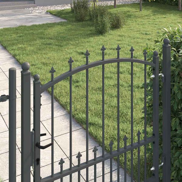 vidaXL Fence Gate with Spikes Grey 100 x 100 cm Powder-coated steel