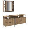 vidaXL Bathroom Vanity Units with Shelf 3 pcs Brown Engineered wood