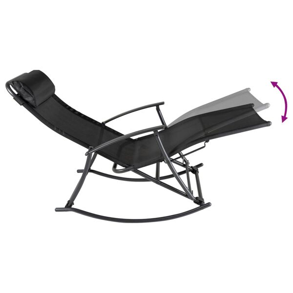 vidaXL Garden Rocking Chair Steel and Textilene Black