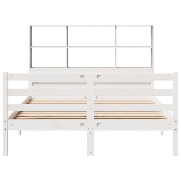 vidaXL Bookcase Bed without Mattress White 140x200 cm Solid Wood Pine