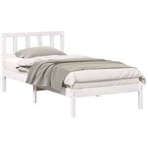 vidaXL Bed Frame with Headboard White 90 x 200 cm Solid Pine Wood