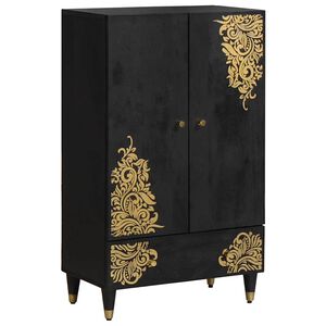 vidaXL Highboard Black 60 x 33 x 100 cm Solid Mango Wood