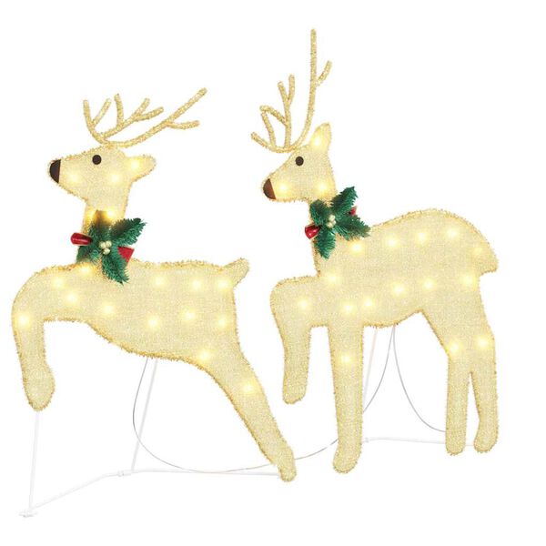 vidaXL LED Reindeers 6 pcs Gold Fabric