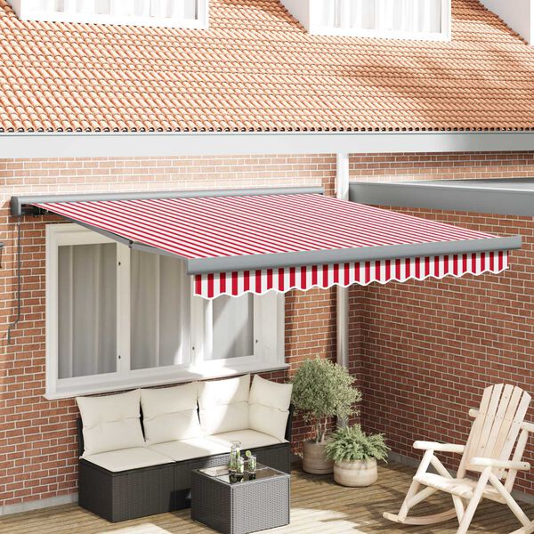 vidaXL Retractable Awning Red and White 350 x 250 cm Fabric and Metal