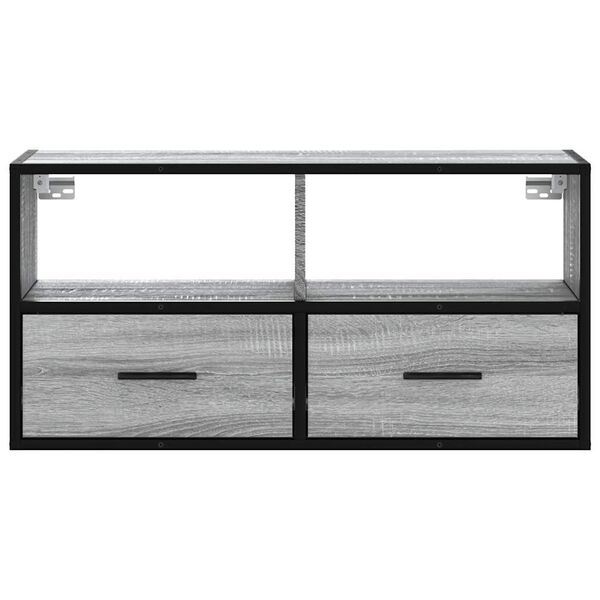 vidaXL TV Cabinet Grey Sonoma 80x31x39.5 cm Engineered Wood and Metal