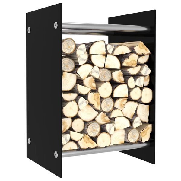 vidaXL Firewood Rack Black 40x35x60 cm Glass