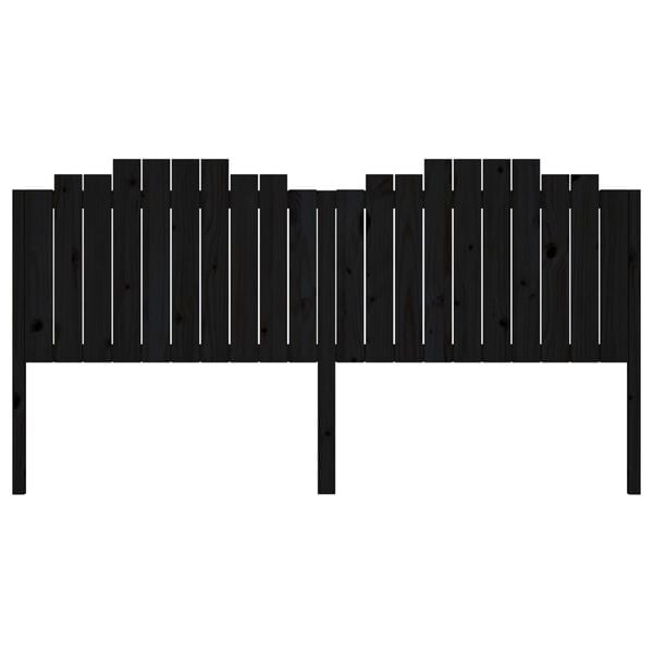 vidaXL Bed Headboard Black 206x4x110 cm Solid Wood Pine