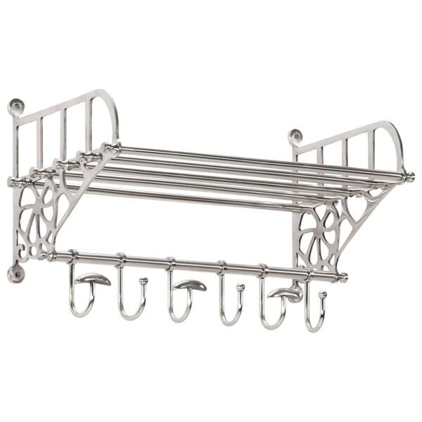 vidaXL Luggage Rack with Coat Hangers Wall Mounted Aluminium