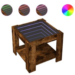 vidaXL Coffee Table with LED Smoked Oak 53x53x45 cm Engineered Wood