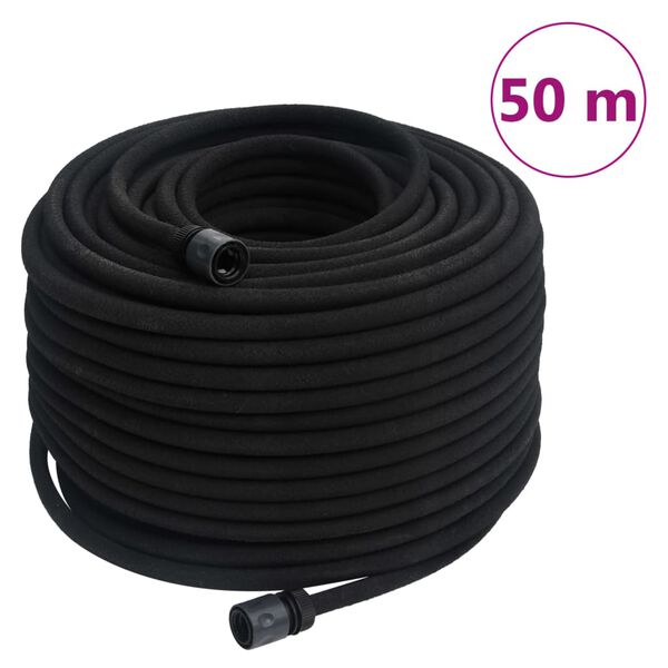 vidaXL Garden Soaker Hose Black 0.6" 50 m Rubber
