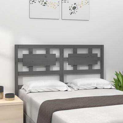 vidaXL Bed Headboard Grey 145.5x4x100 cm Solid Wood Pine