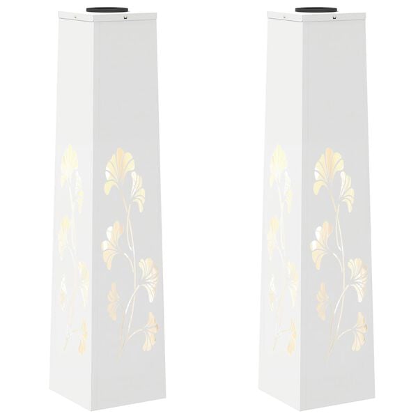 vidaXL Solar LED Pathway Light 2 pcs White Cold Rolled Steel