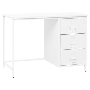 vidaXL Industrial Desk with Drawers White 105x52x75 cm Steel